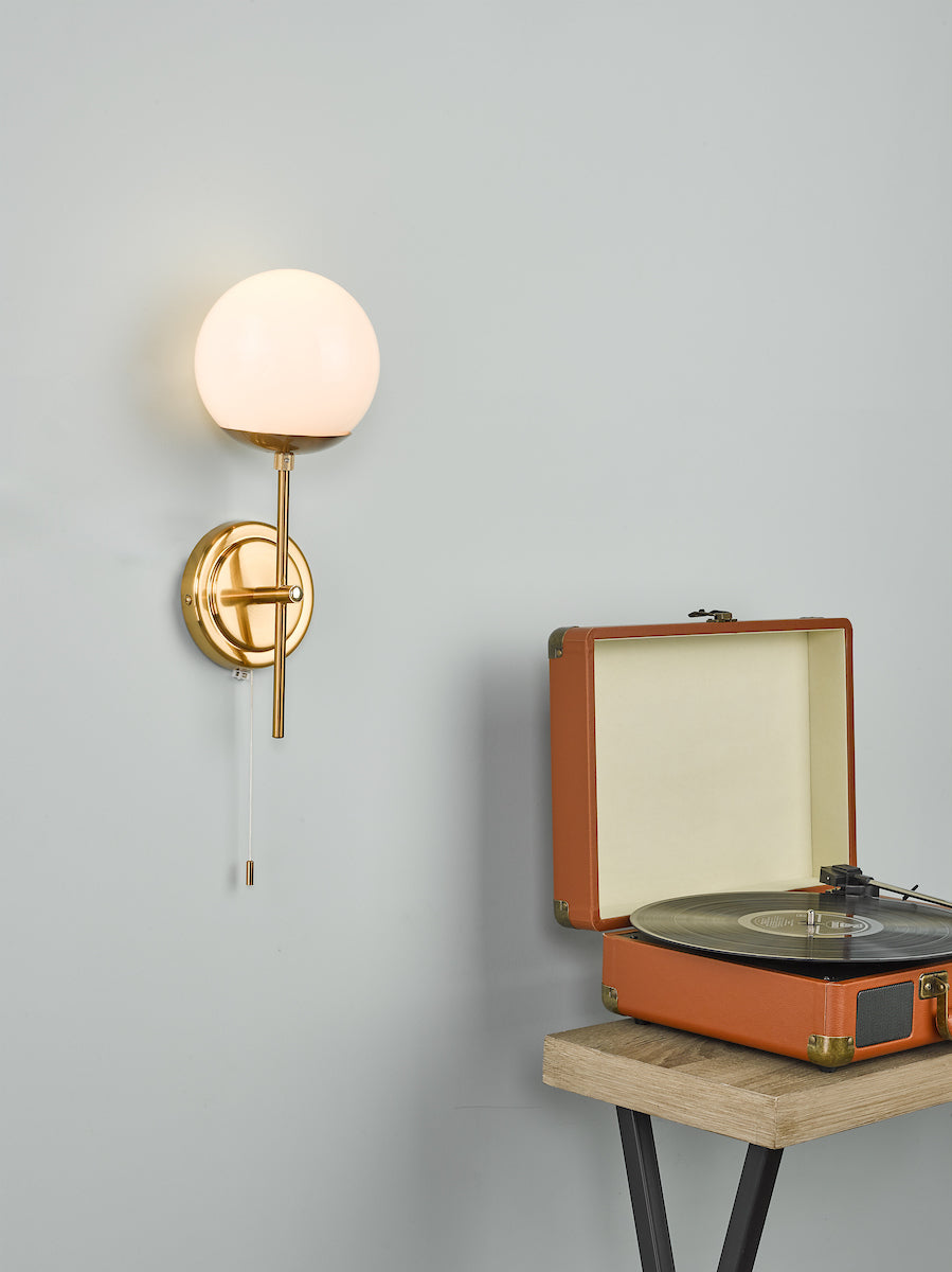 Bombazine Wall Light Natural Brass Opal Glass<br>Natural Solid Brass