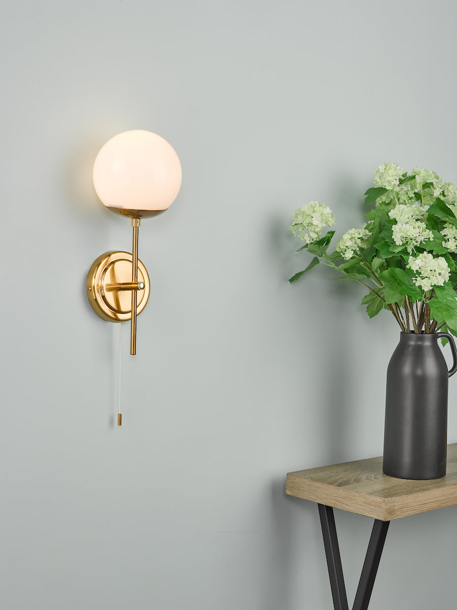 Bombazine Wall Light Natural Brass Opal Glass<br>Natural Solid Brass