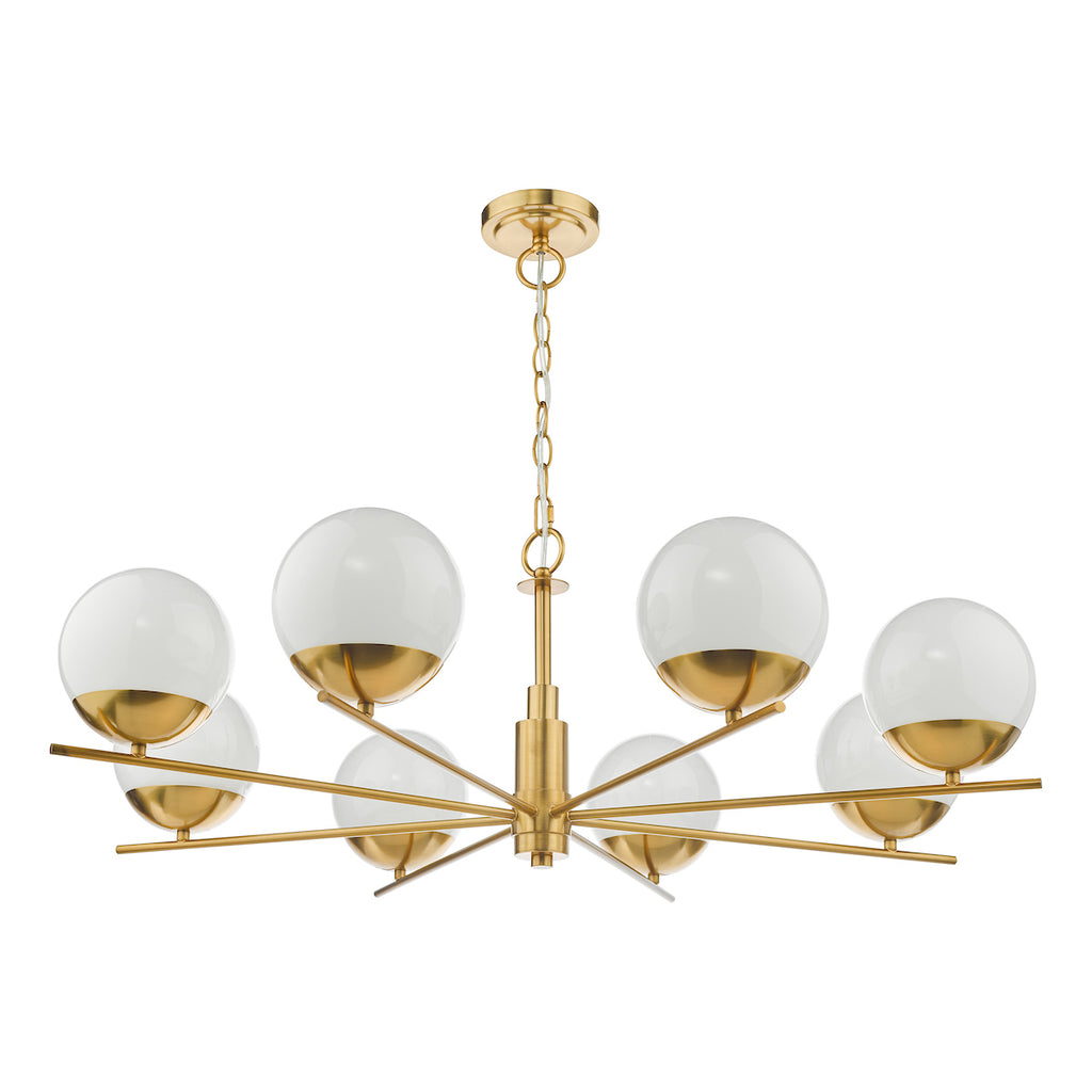 Bombazine 8 Light Pendant Natural Brass Opal Glass<br>Natural Solid Brass