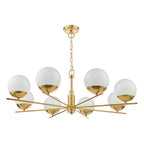 Bombazine 8 Light Pendant Natural Brass Opal Glass<br>Natural Solid Brass