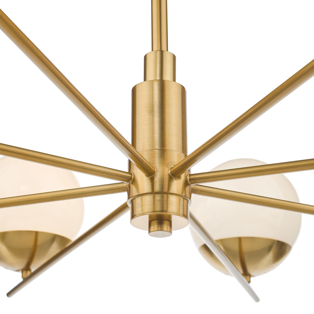 Bombazine 8 Light Pendant Natural Brass Opal Glass<br>Natural Solid Brass