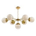 Bombazine 7 Light Pendant Natural Brass & White Opal Glass<br>Natural Solid Brass