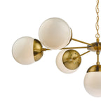 Bombazine 7 Light Pendant Natural Brass & White Opal Glass<br>Natural Solid Brass