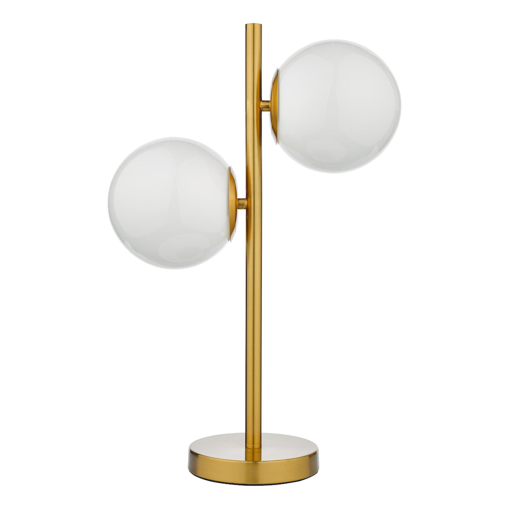 Bombazine 2 Light Table Lamp Natural Brass Opal Glass<br>Natural Solid Brass