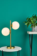 Bombazine 2 Light Table Lamp Natural Brass Opal Glass<br>Natural Solid Brass