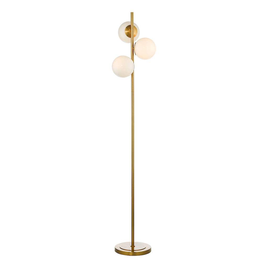 Bombazine 3 Light Floor Lamp Natural Brass Opal Glass<br>Natural Solid Brass