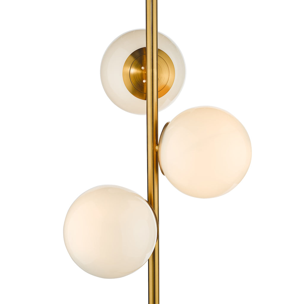 Bombazine 3 Light Floor Lamp Natural Brass Opal Glass<br>Natural Solid Brass