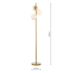 Bombazine 3 Light Floor Lamp Natural Brass Opal Glass<br>Natural Solid Brass