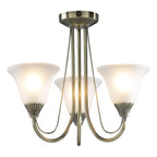 Boston 3 Light Semi Flush Antique Brass complete with Glass<br>Antique Brass