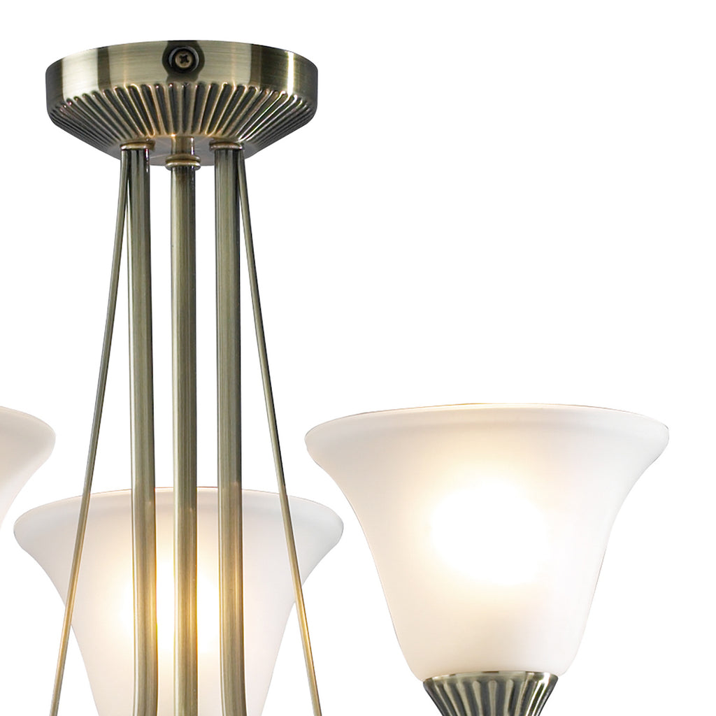 Boston 3 Light Semi Flush Antique Brass complete with Glass<br>Antique Brass