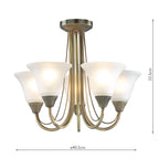 Boston 5 Light Semi Flush Antique Brass<br>Antique Brass