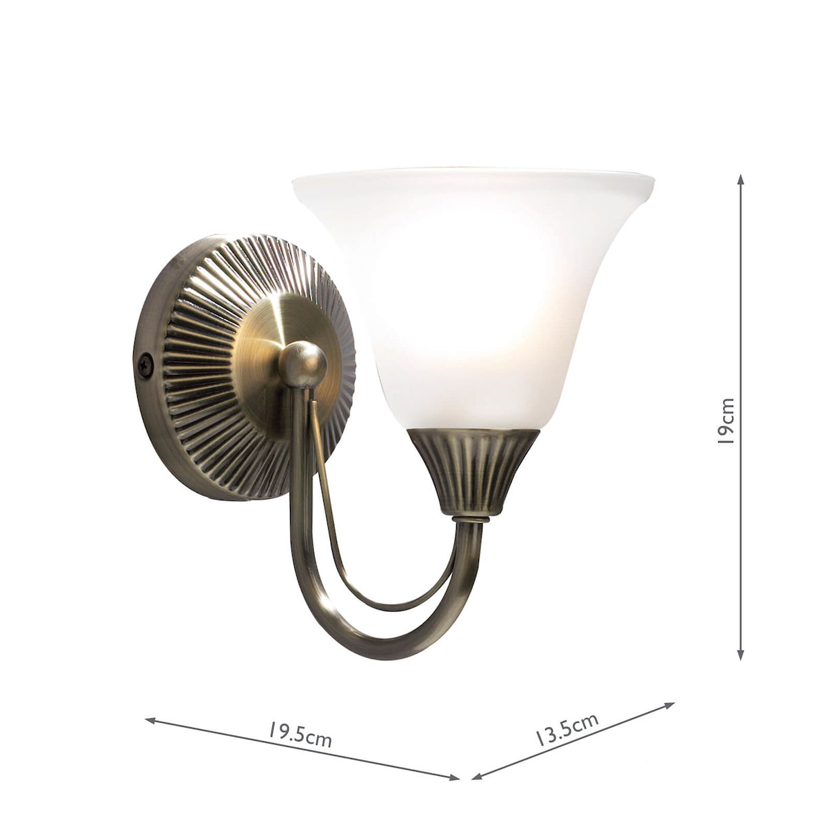 Boston Wall Light Antique Brass Opaque Glass<br>Antique Brass
