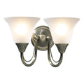 Boston 2 Light Wall Light Antique Brass Opaque Glass<br>Antique Brass