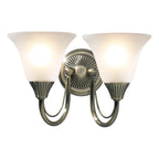 Boston 2 Light Wall Light Antique Brass Opaque Glass<br>Antique Brass