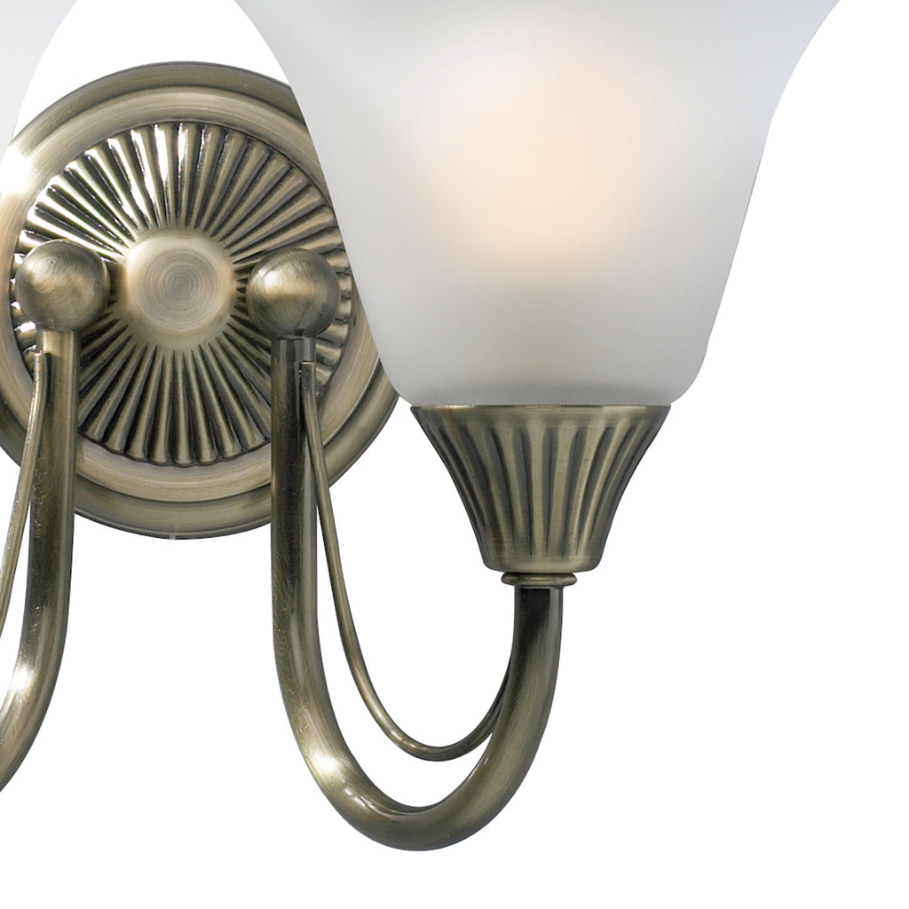Boston 2 Light Wall Light Antique Brass Opaque Glass<br>Antique Brass