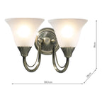 Boston 2 Light Wall Light Antique Brass Opaque Glass<br>Antique Brass