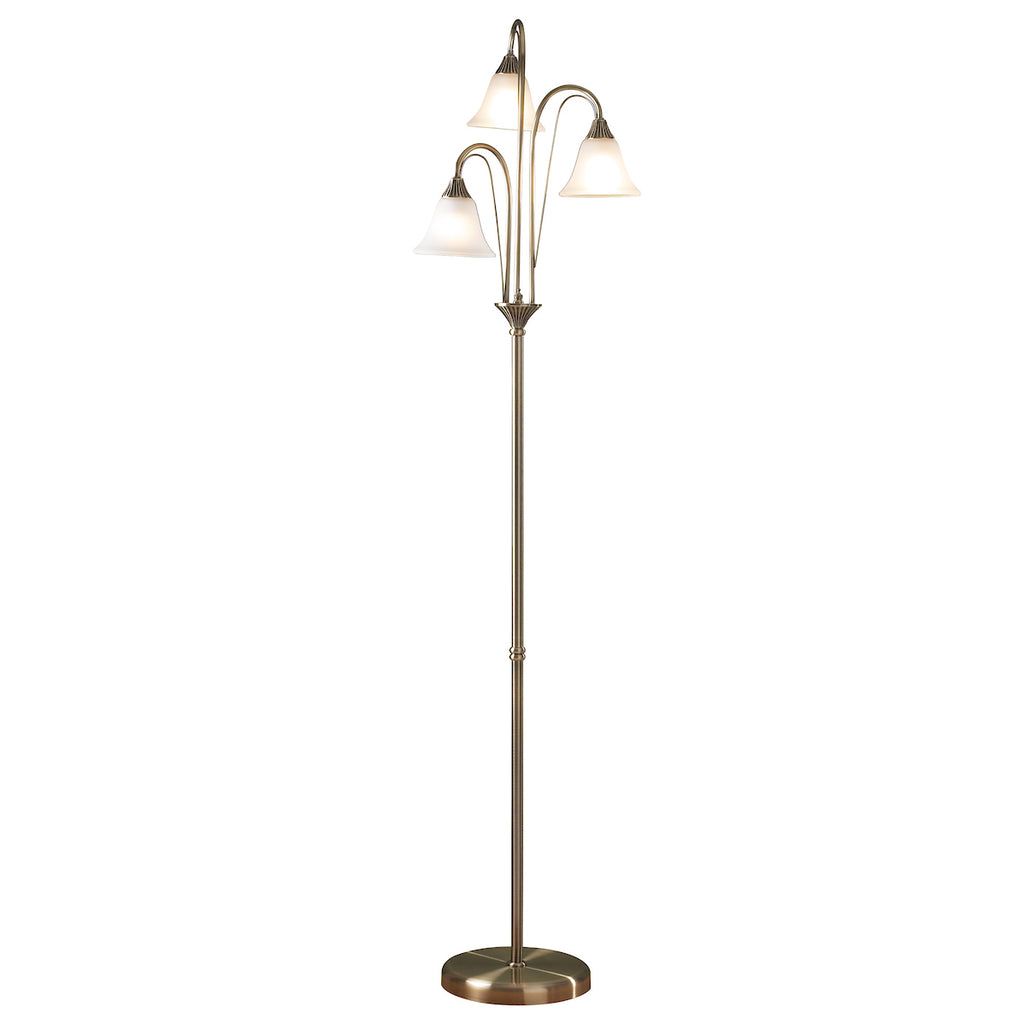 Boston 3 Light Floor Lamp Antique Brass Opaque Glass<br>Antique Brass