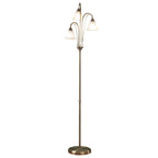 Boston 3 Light Floor Lamp Antique Brass Opaque Glass<br>Antique Brass