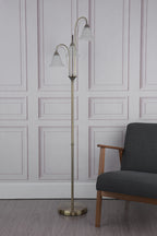 Boston 3 Light Floor Lamp Antique Brass Opaque Glass<br>Antique Brass