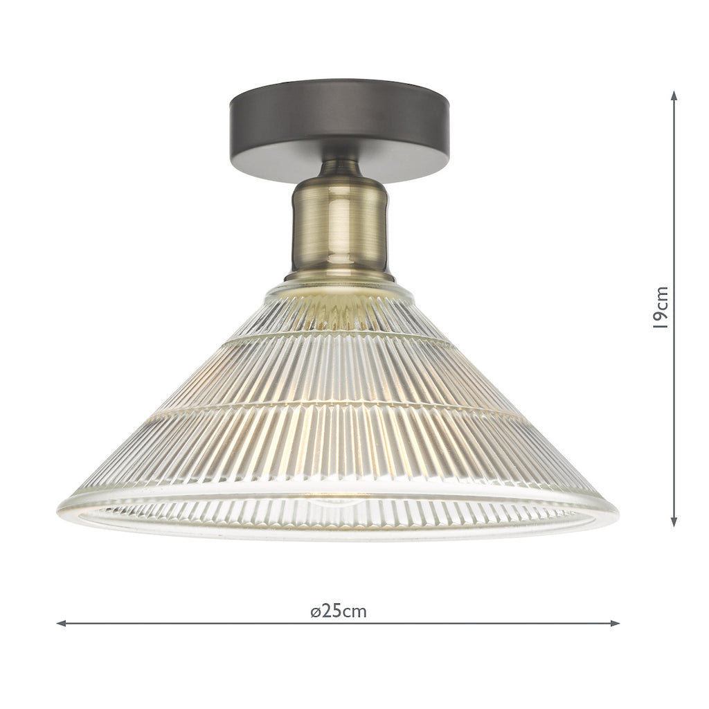 Boyd 1 Light Flush Antique Brass with Glass Shade <br>Antique Brass