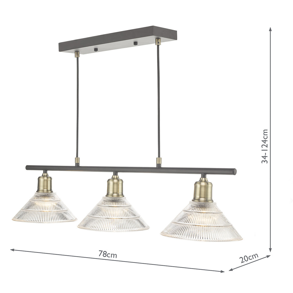 Boyd 3 Light Bar Antique Brass with Glass Shade <br>Antique Brass