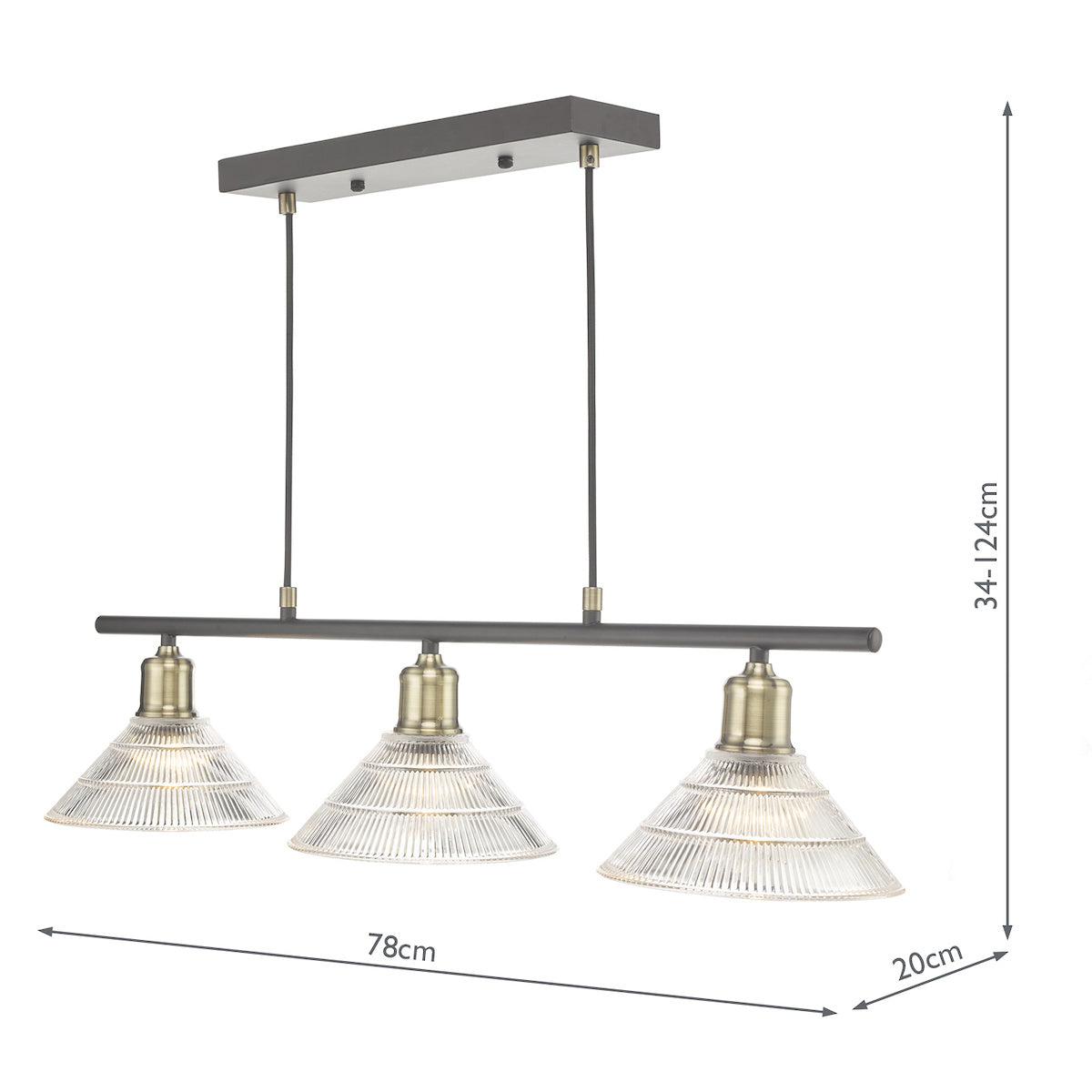 Boyd 3 Light Bar Antique Brass with Glass Shade <br>Antique Brass
