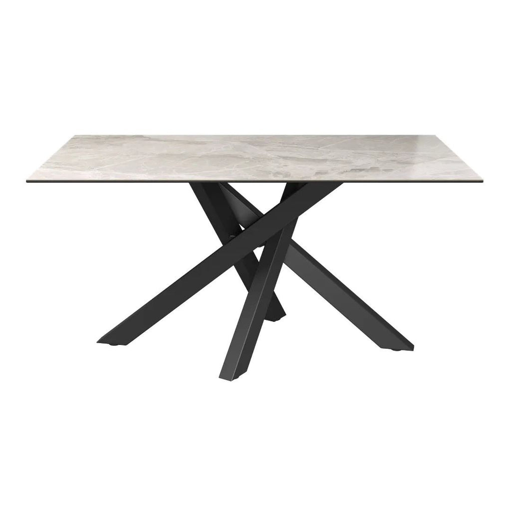 Brando Fixed Gloss Ceramic Dining Table Light Grey - 160cm