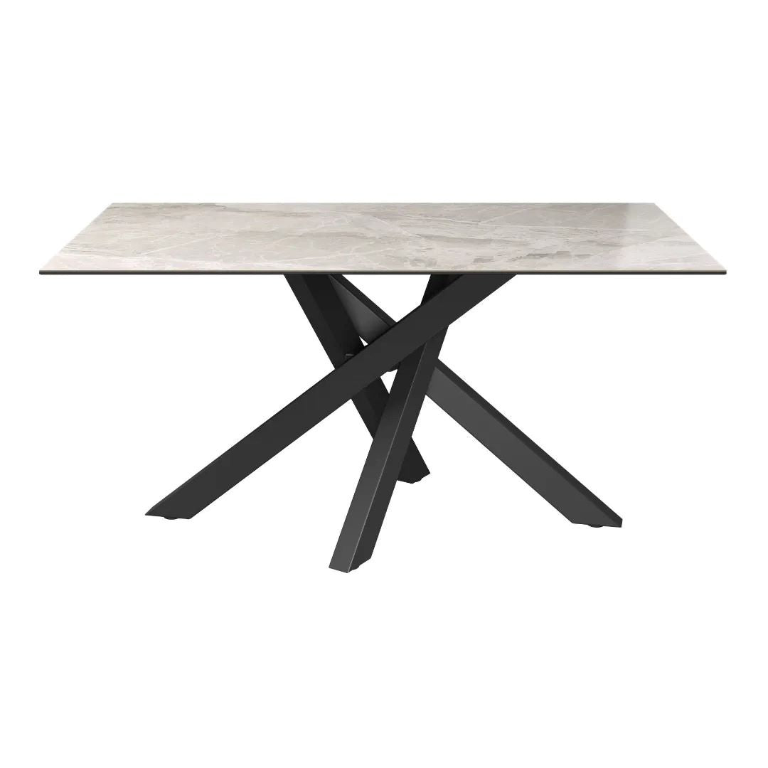 Brando Fixed Gloss Ceramic Dining Table Light Grey - 160cm