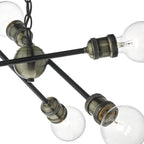 Brigade 6 Light Pendant Black & Antique Brass<br>Matt Black