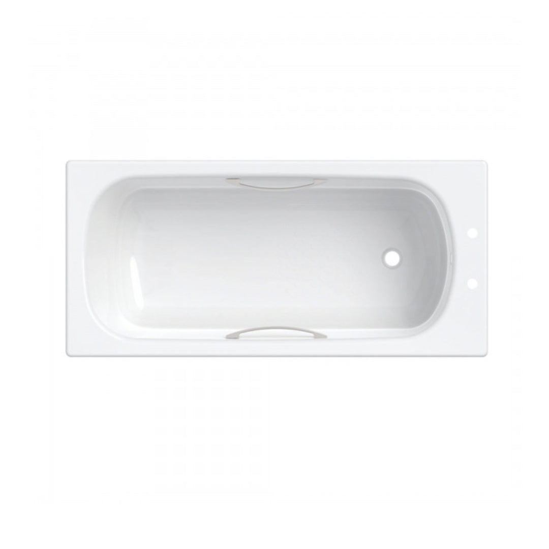 Twyford Celtic 1.6m Two Tap Hole Single Ended Bath With Twin Grips - White