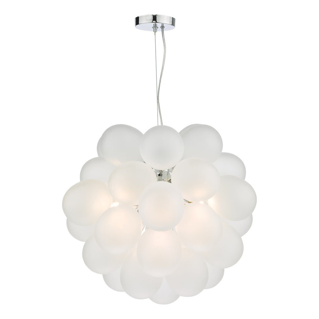 Bubbles 6 Light Pendant Polished Chrome Frosted Glass<br>White Frosted Glass