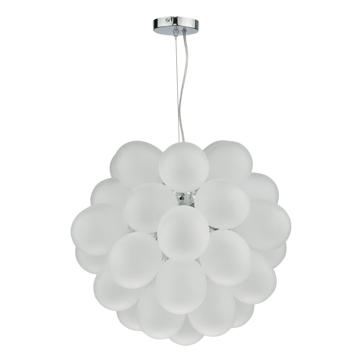Bubbles 6 Light Pendant Polished Chrome Frosted Glass<br>White Frosted Glass