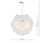 Bubbles 6 Light Pendant Polished Chrome Frosted Glass<br>White Frosted Glass