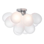 Bubbles 4 Light Flush Polished Chrome Frosted Glass<br>White Frosted Glass