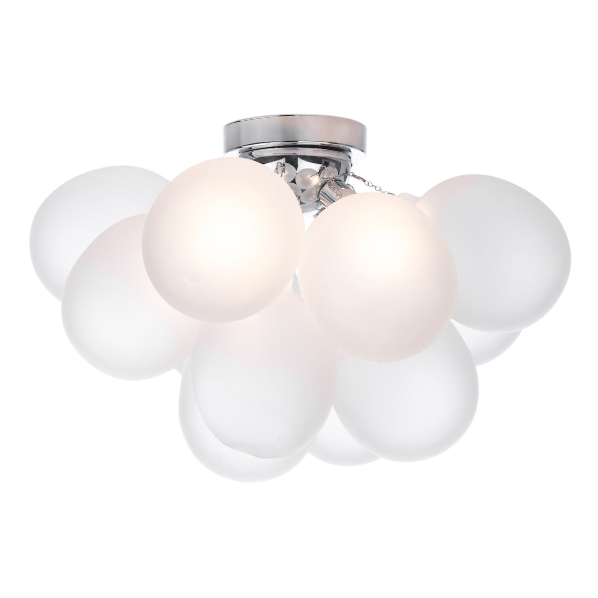 Bubbles 4 Light Flush Polished Chrome Frosted Glass<br>White Frosted Glass