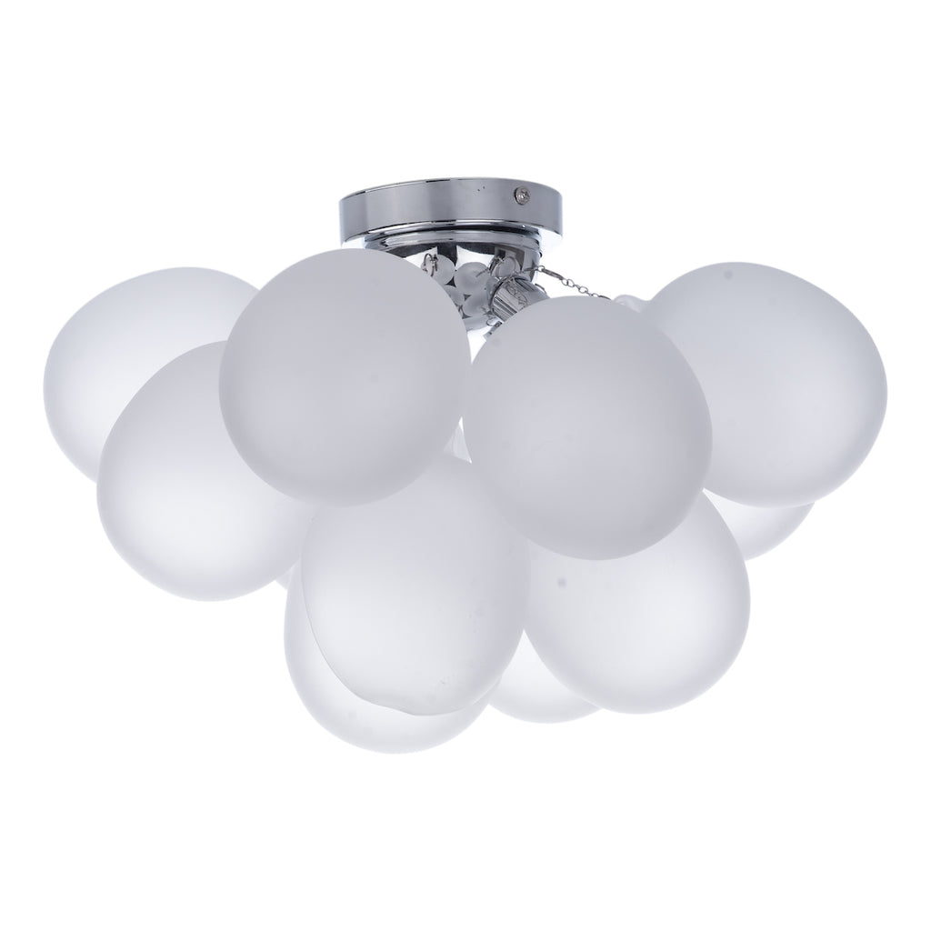 Bubbles 4 Light Flush Polished Chrome Frosted Glass<br>White Frosted Glass