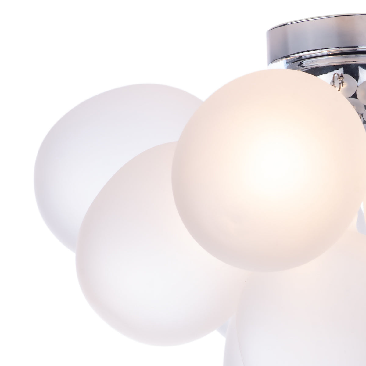 Bubbles 4 Light Flush Polished Chrome Frosted Glass<br>White Frosted Glass