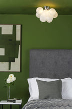 Bubbles 4 Light Flush Polished Chrome Frosted Glass<br>White Frosted Glass