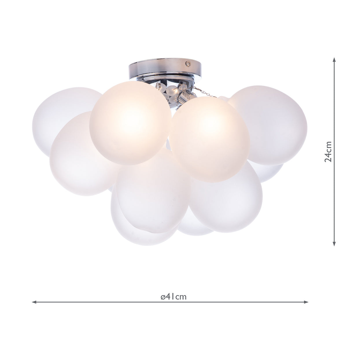 Bubbles 4 Light Flush Polished Chrome Frosted Glass<br>White Frosted Glass