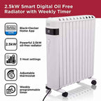 Black  & Decker BXRA43017GB 2.5KW Smart Digital Oil Free Radiator - White