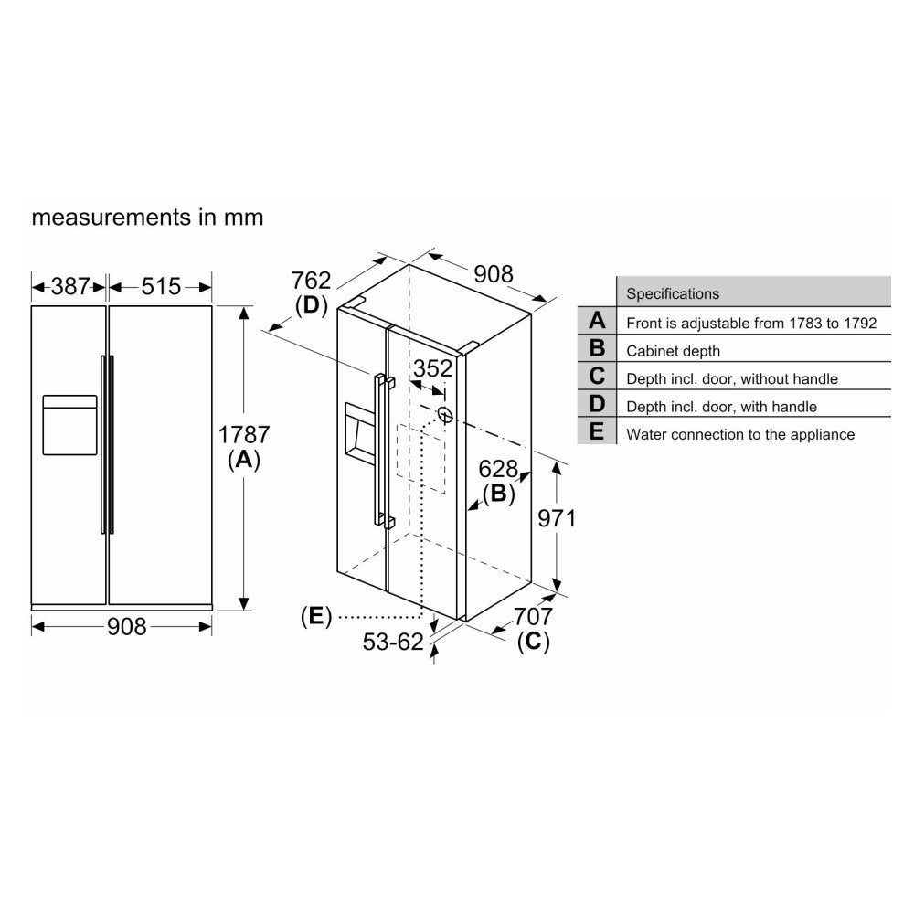 Bosch Series 6 KAD93AIERG Plumbed American Fridge Freezer - Stainless Steel