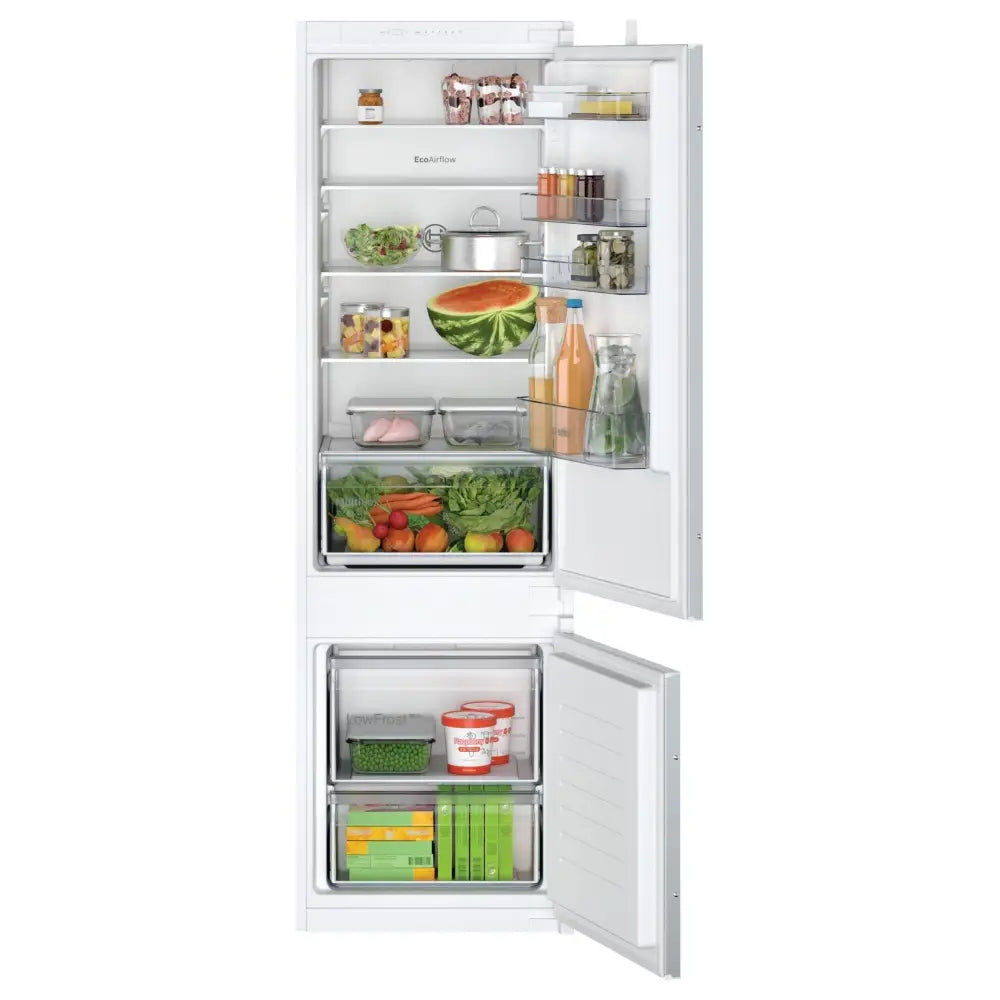 Bosch Series 2 KIV87NSE0G 177cm 70/30 Integrated Fridge Freezer with Sliding Door Fixing Kit - White