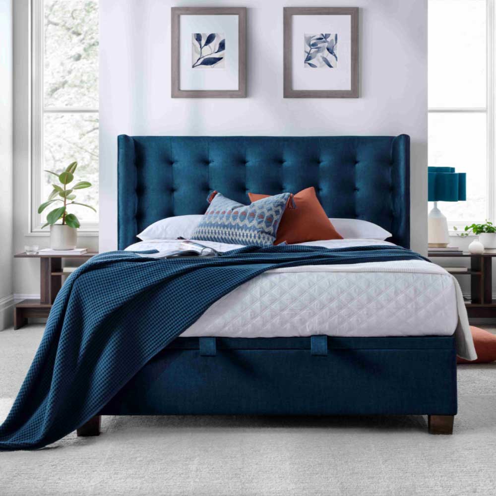 Brunel Ottoman in Deep Ocean Blue - Super King 6'0