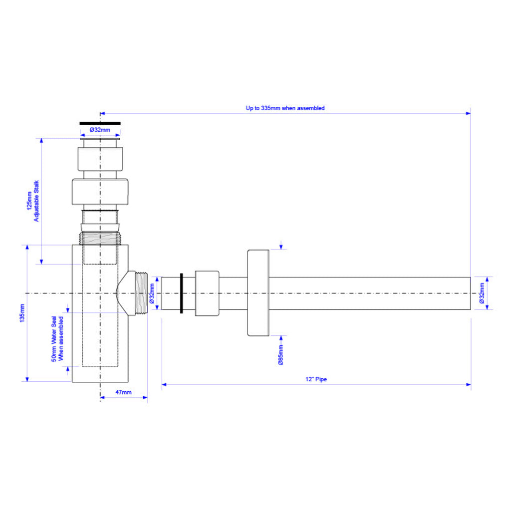 McAlpine Brass Basin Kit with Mini Bottle Trap - Chrome