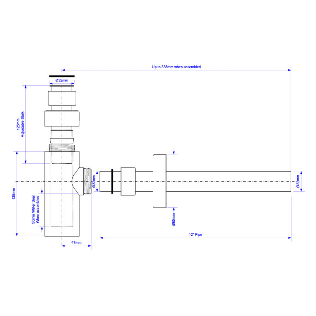McAlpine Brass Basin Kit with Mini Bottle Trap - Chrome