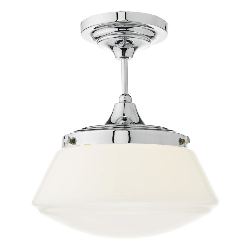 Caden Bathroom Semi Flush Polished Chrome Opal Glass IP44<br>Polished Chrome