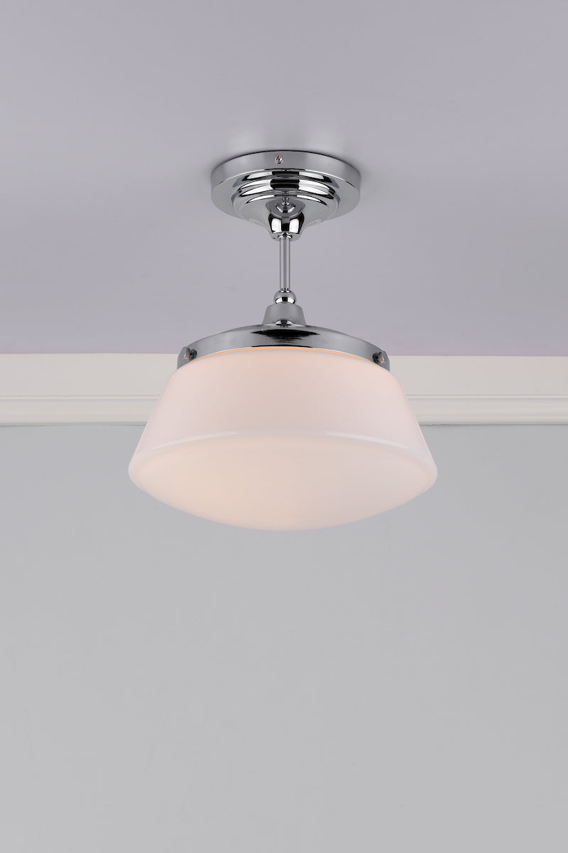 Caden Bathroom Semi Flush Polished Chrome Opal Glass IP44<br>Polished Chrome