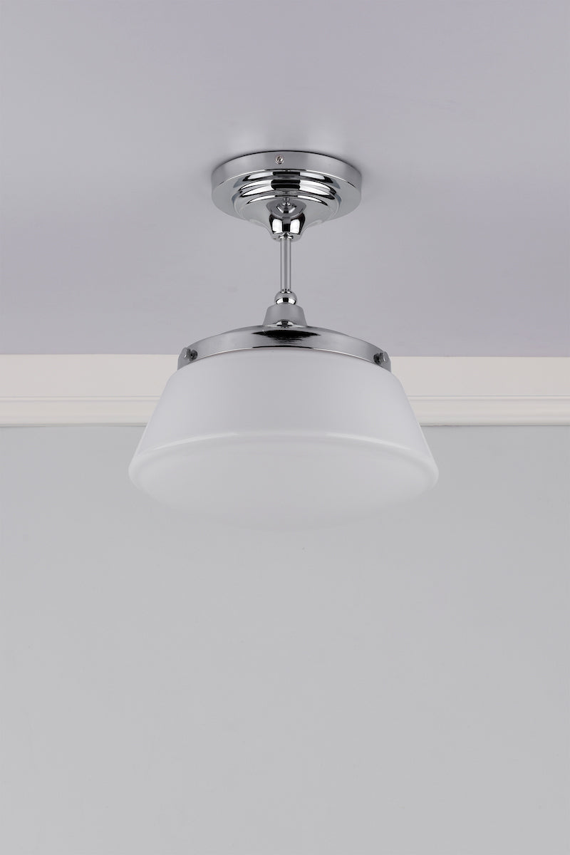 Caden Bathroom Semi Flush Polished Chrome Opal Glass IP44<br>Polished Chrome