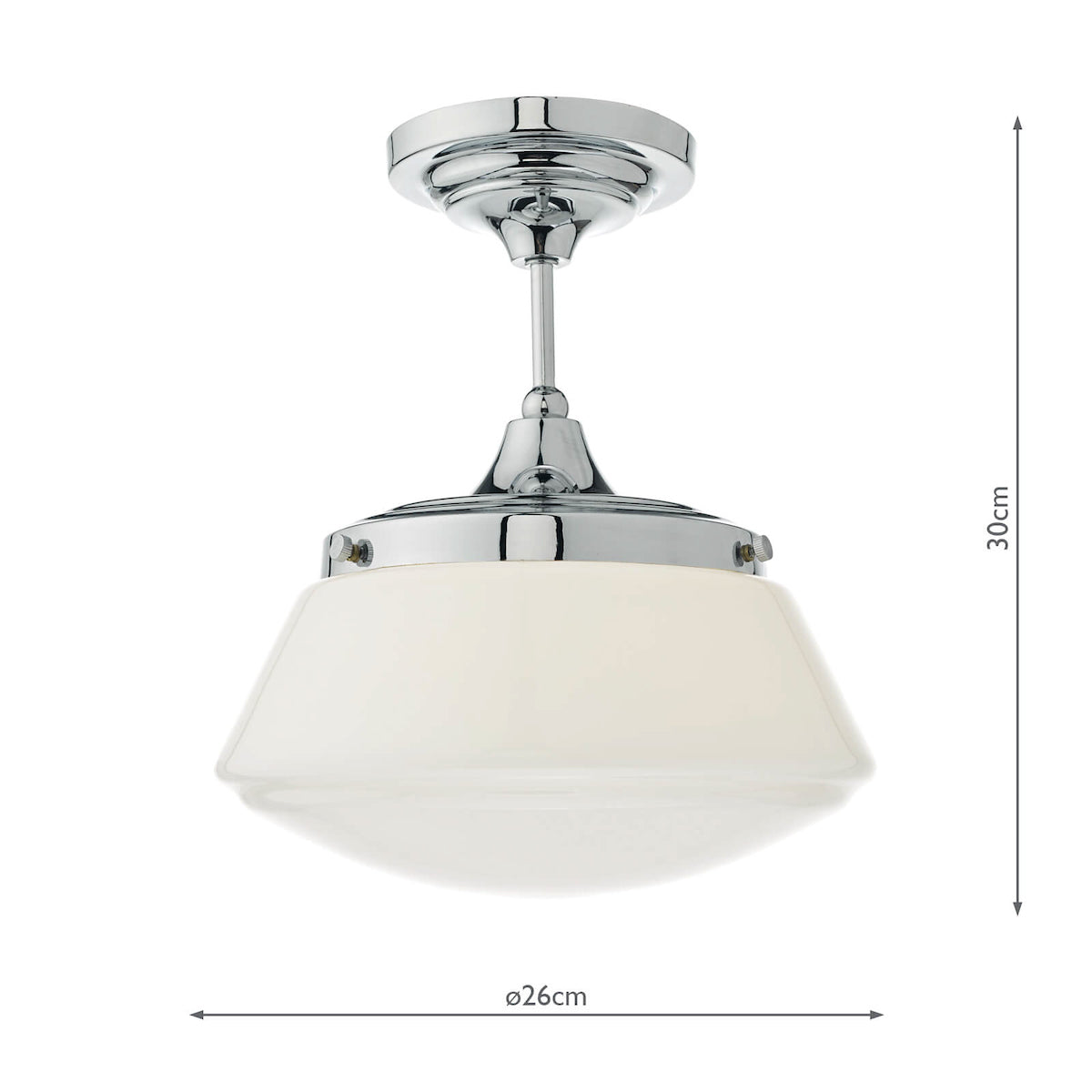Caden Bathroom Semi Flush Polished Chrome Opal Glass IP44<br>Polished Chrome