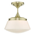 Caden Bathroom Semi Flush Antique Brass Opal Glass IP44<br>Antique Brass